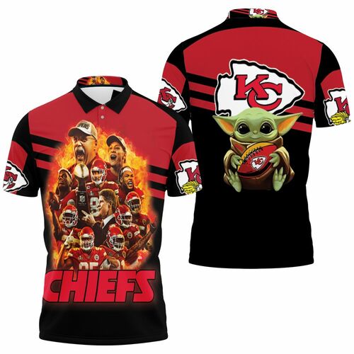 Master Yoda Kansas City Chiefs Logo Afc West Champions Division Super Bowl 2021 3D All Over Print Polo Shirt