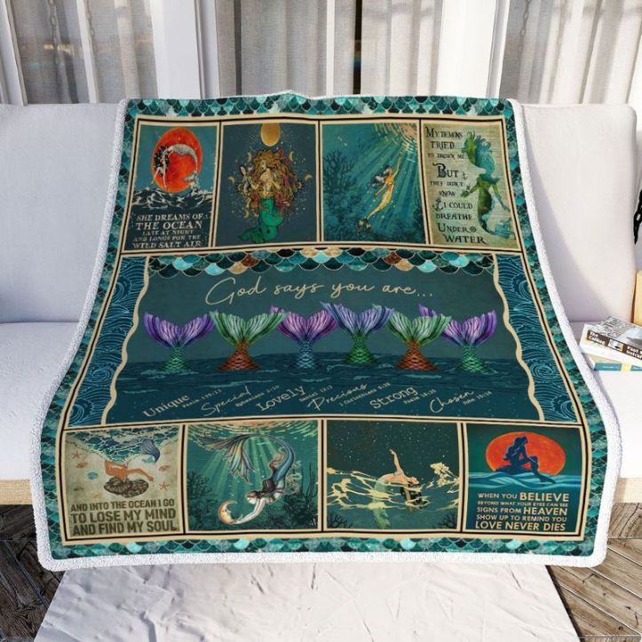 Mermaid God Says You Are Comfy Sofa Throw Blanket