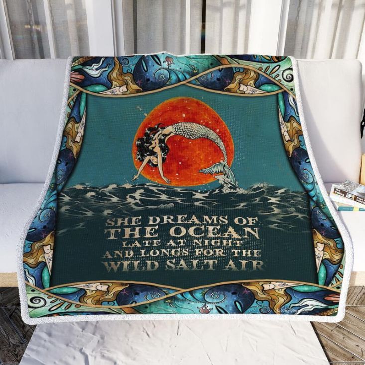 Mermaid She Dreams About The Ocean Late At Night And Longs For The Wild Salt Air Comfy Sofa 