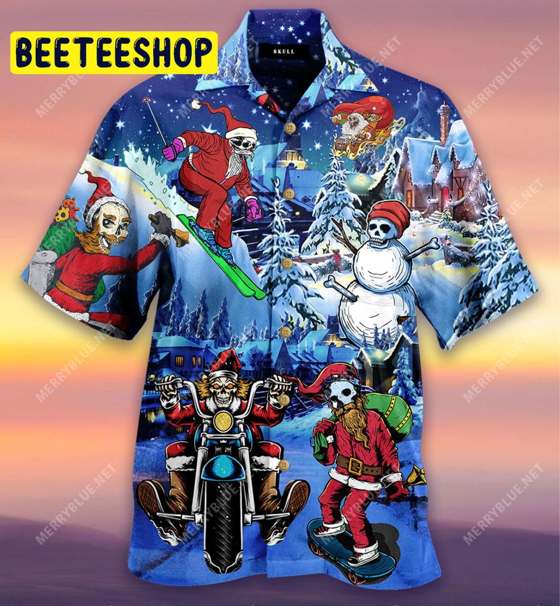 Merry Christmas With Skull Unisex Trending Hawaiian Shirt