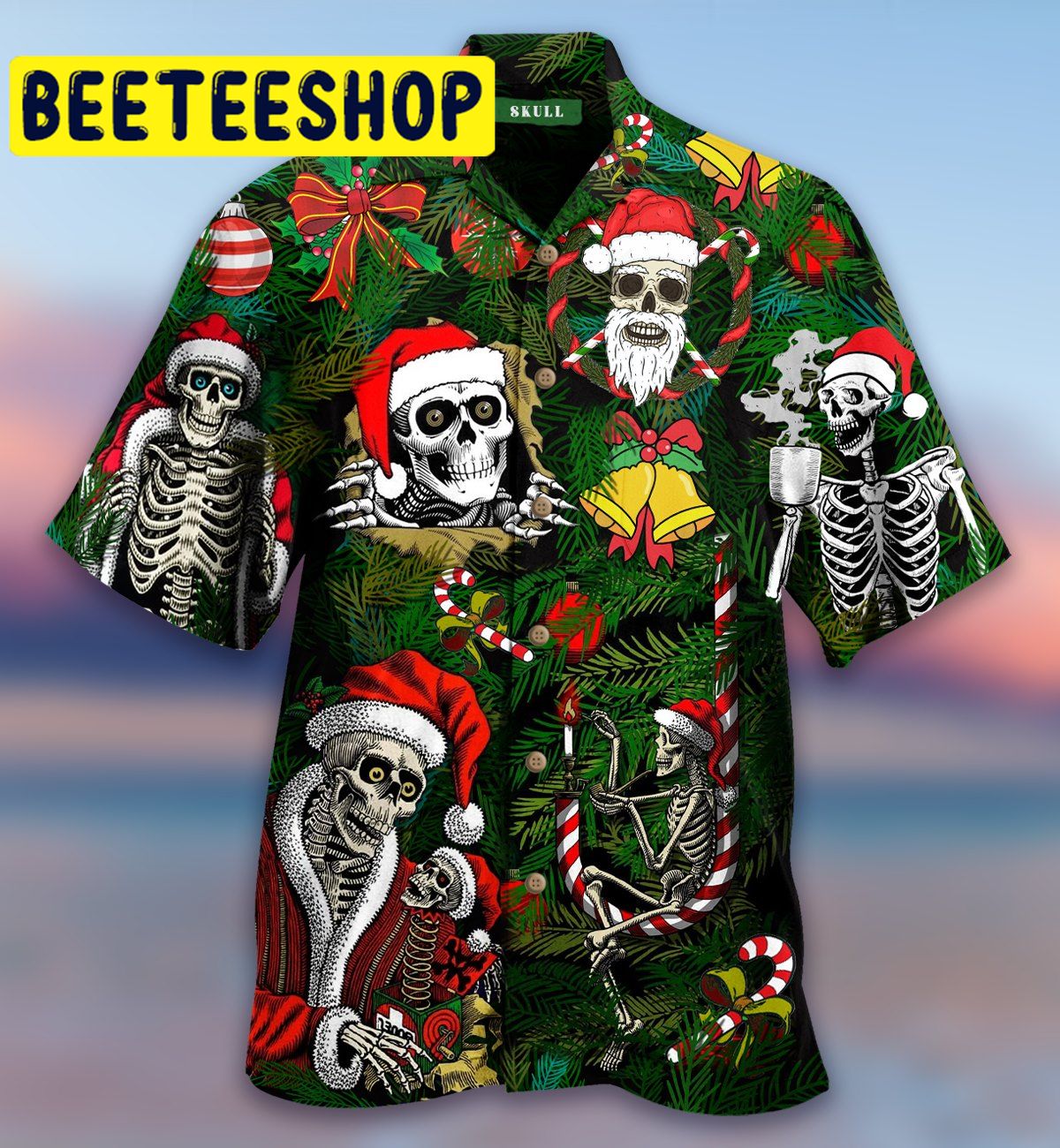 Merry Xmas Skulls Hawaiian Shirt