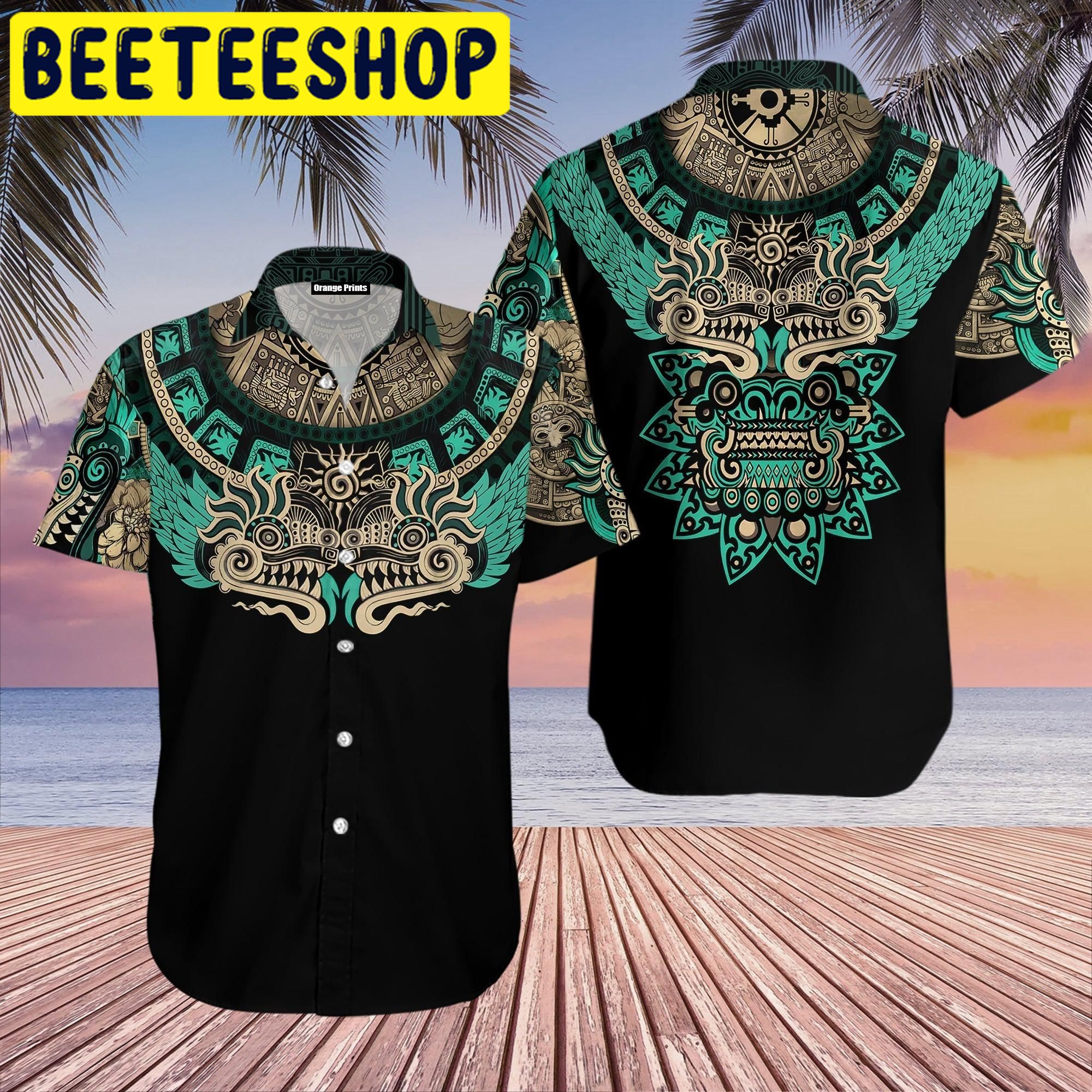Mexico Aztec Quetzalcoatl Skull Hawaiian Shirt - Beeteeshop