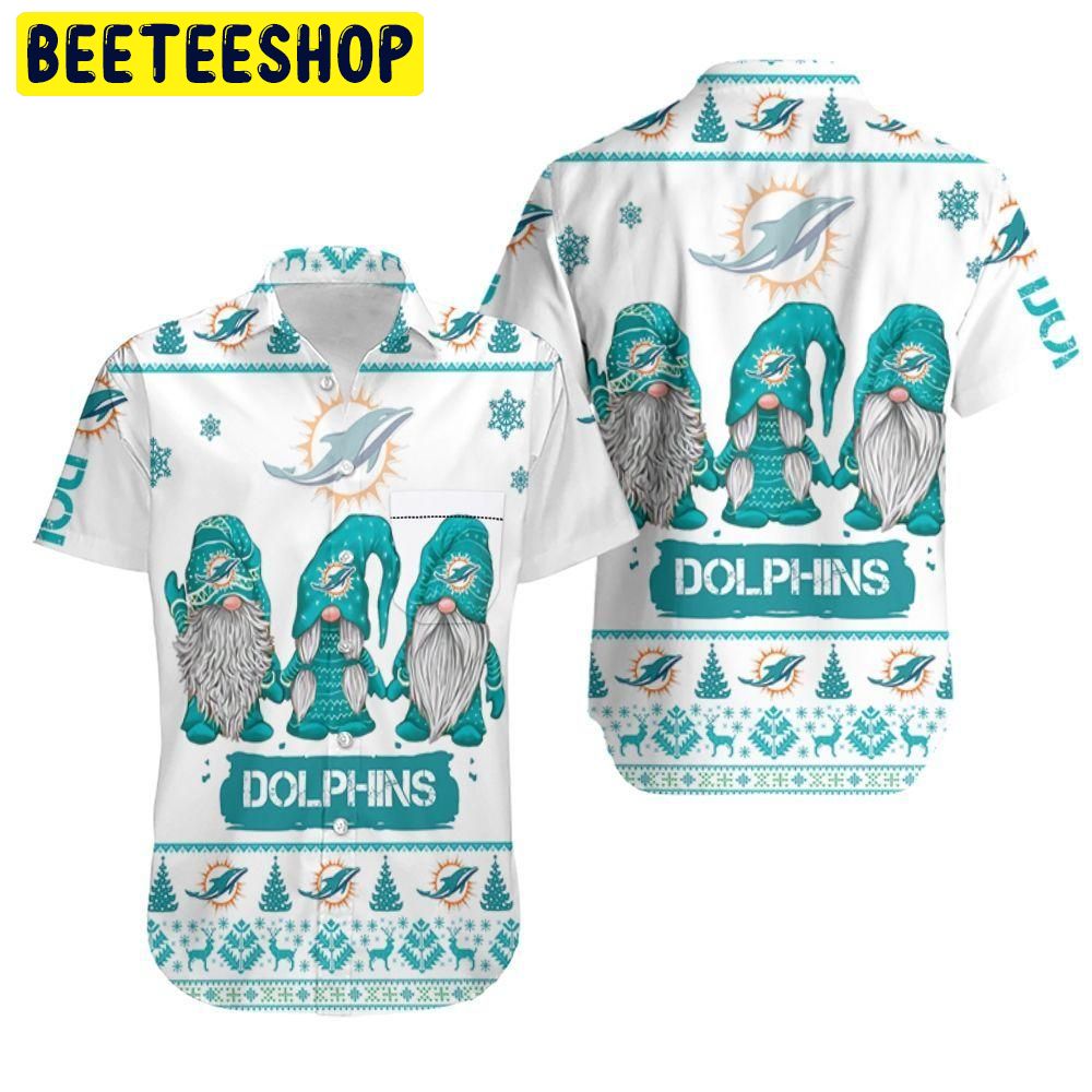 Miami Dolphins Beach Christmas Gnomes Ugly 3D Hawaiian Shirt