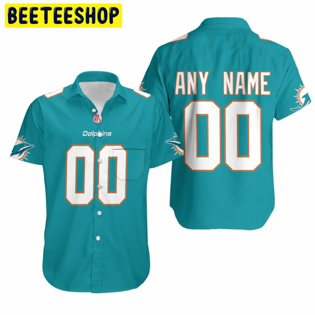 Miami Dolphins Custom Your Name & Number Hawaiian Shirt