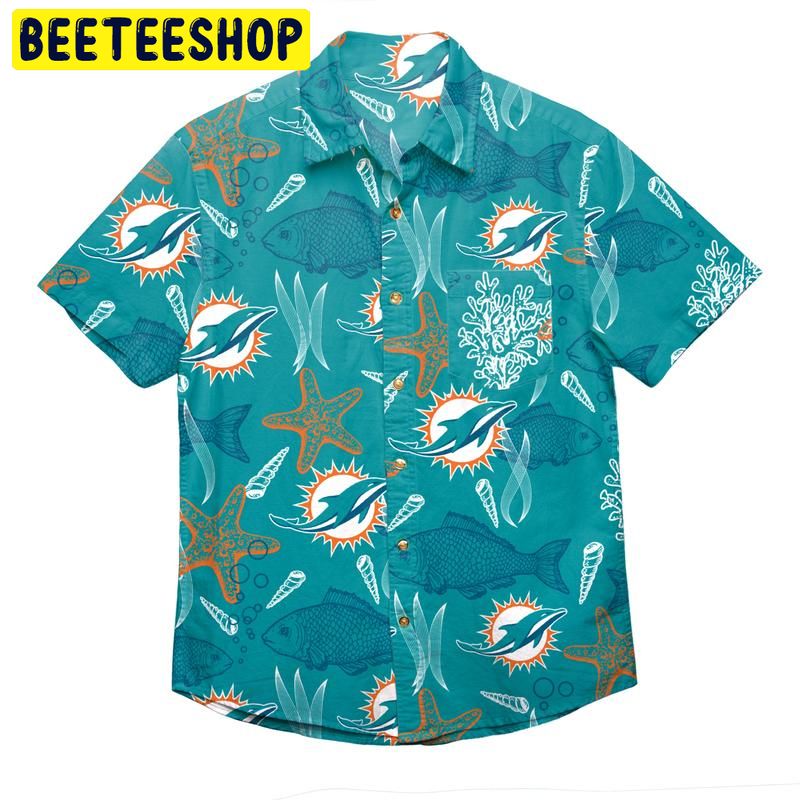 MIAMI DOLPHINS FLORAL BUTTON UP SHIRT NFL MENS Hawaiian Shirt