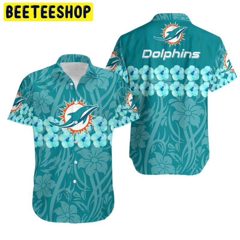 Miami Dolphins Flower and Logo Hawaiian Shirt