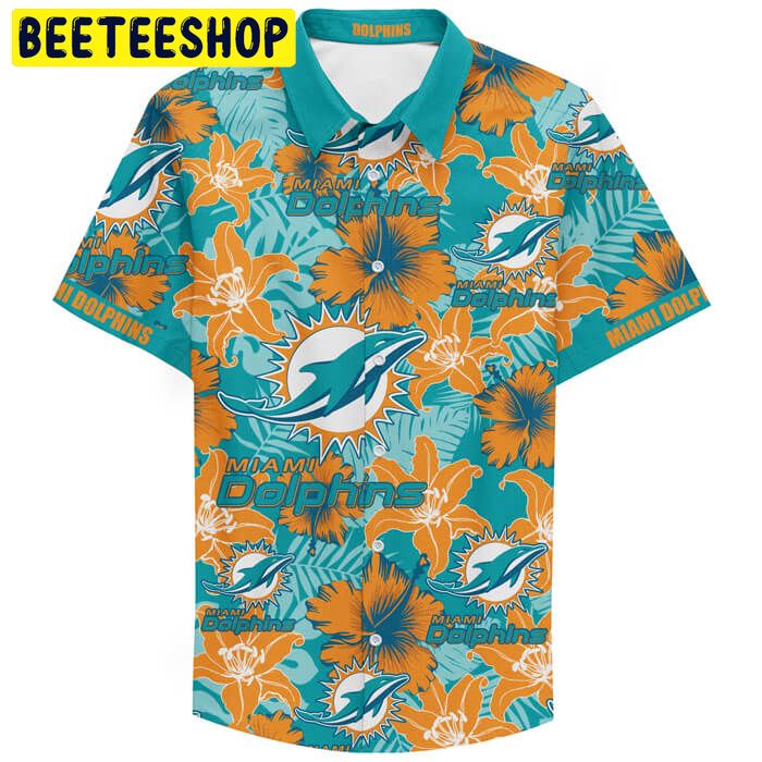 Miami Dolphins Football Teams Custom Name Button Up Hawaiian Shirt