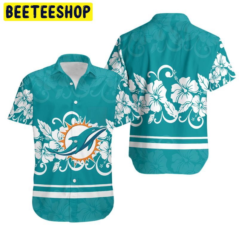 Miami Dolphins Hibiscus Flowers Hawaiian Shirt