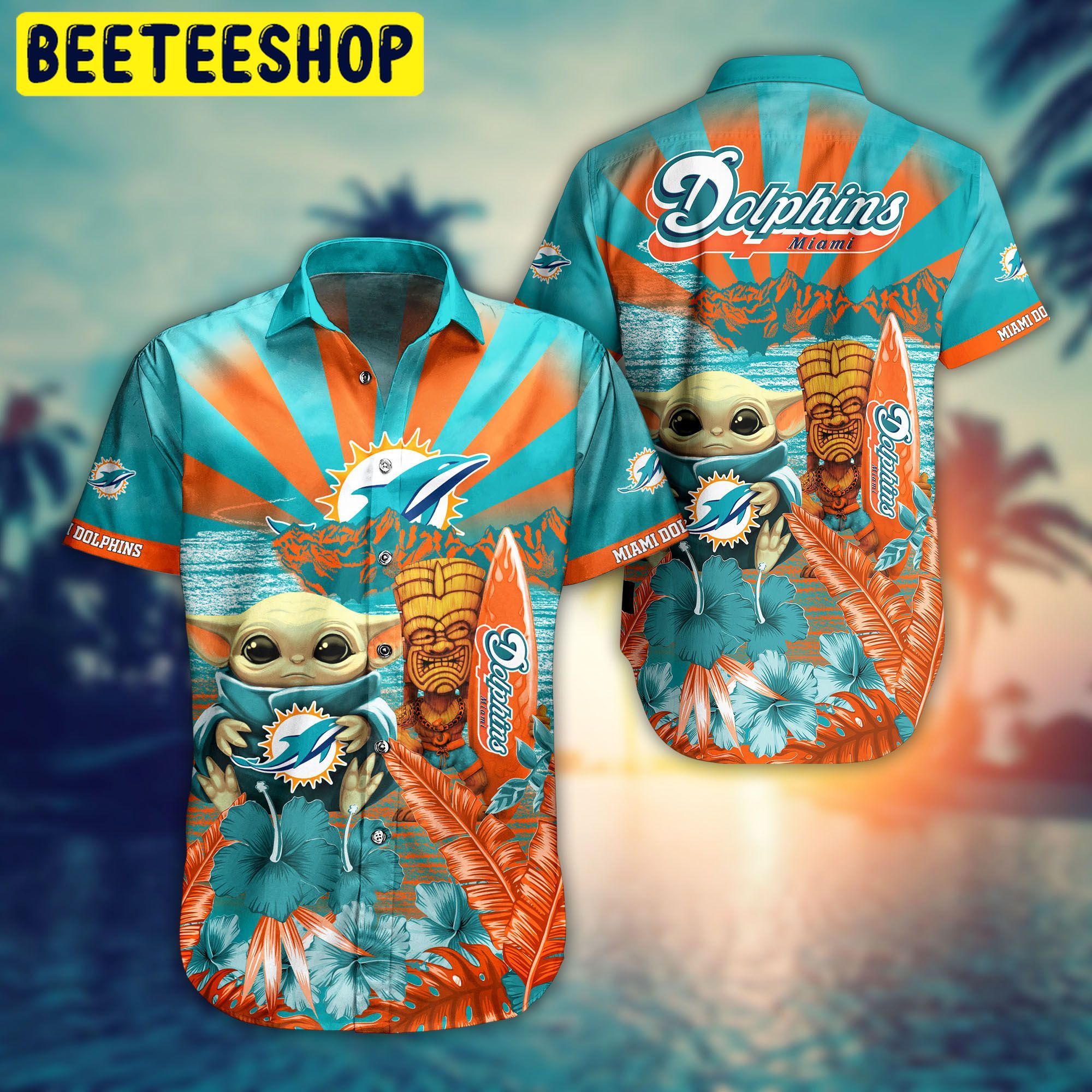 Miami Dolphins NFL Baby Yoda Hawaiian Shirt