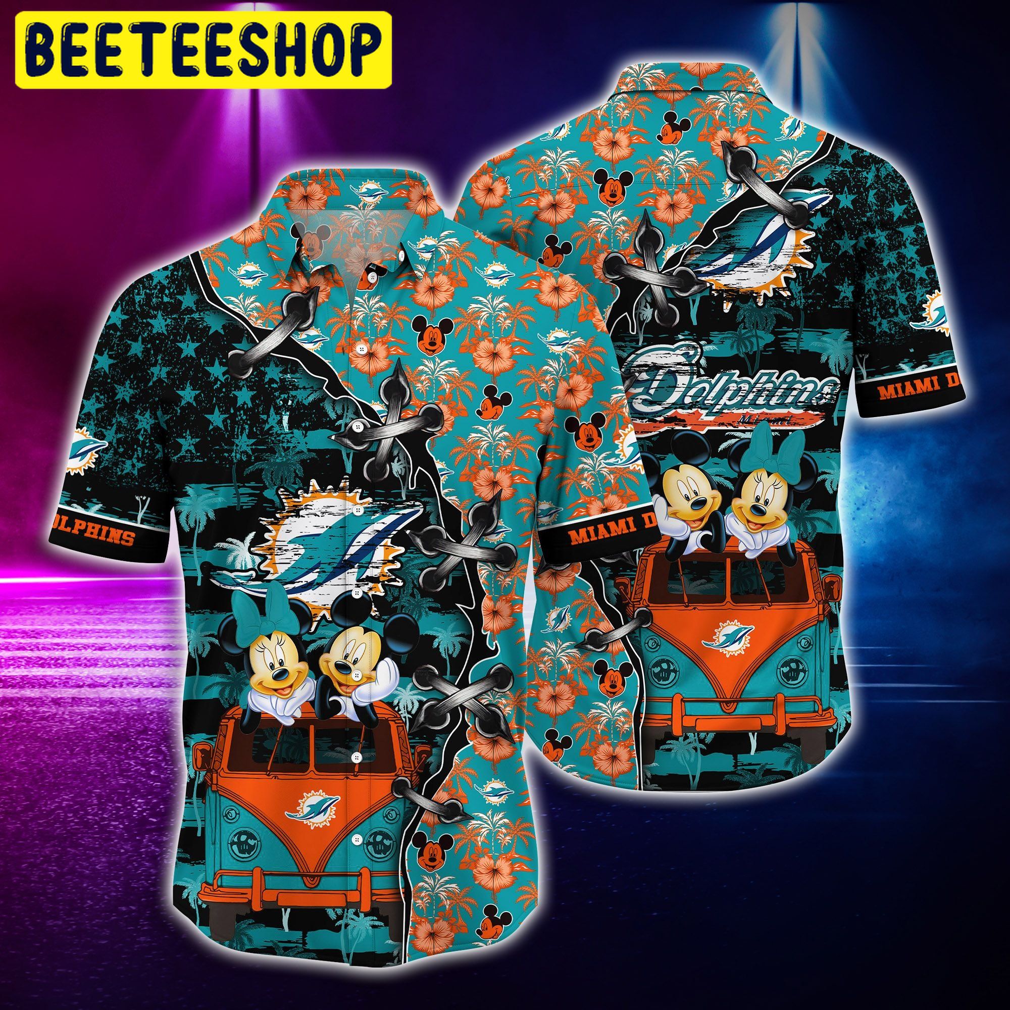 Miami Dolphins NFL Mickey and Minnie Style Hot Trending Hawaiian Shirt