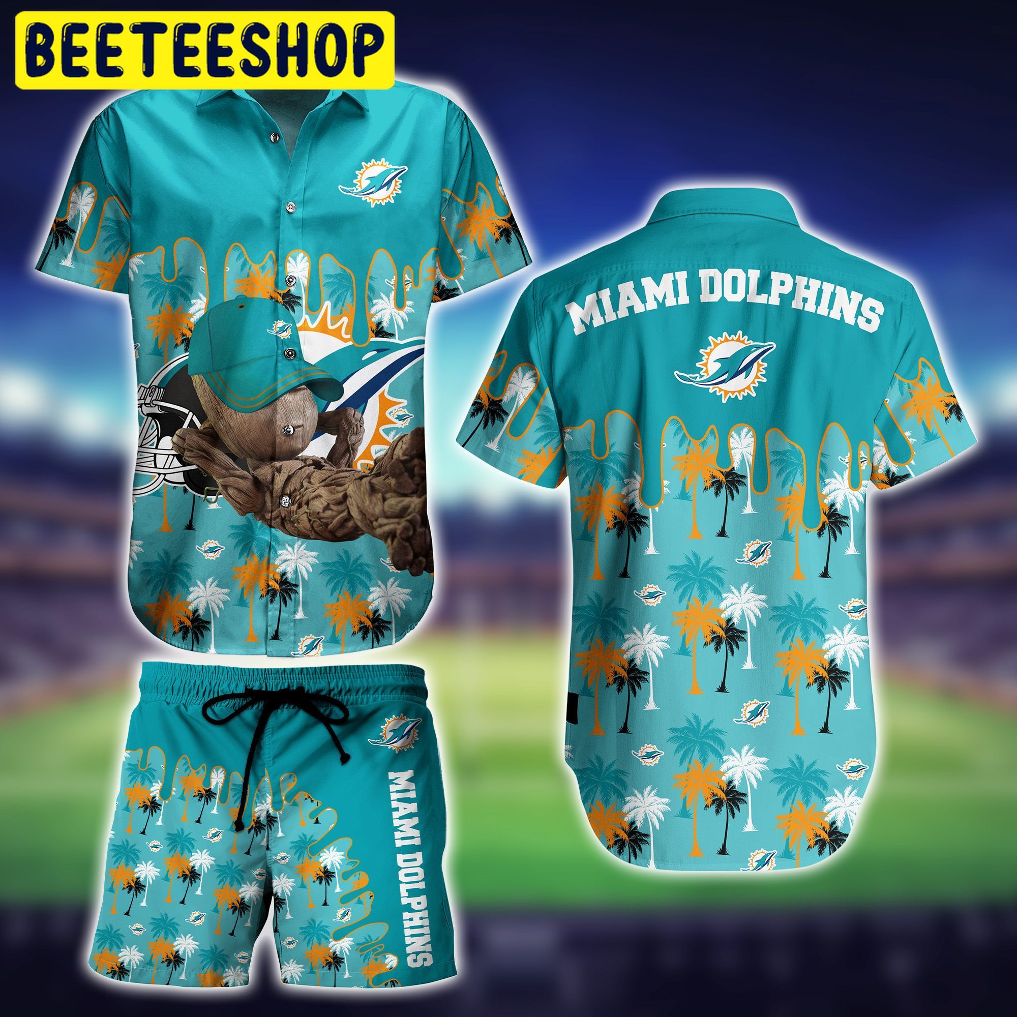 Miami Dolphins NFL Short T-shirt Groot Hawaiian Shirt