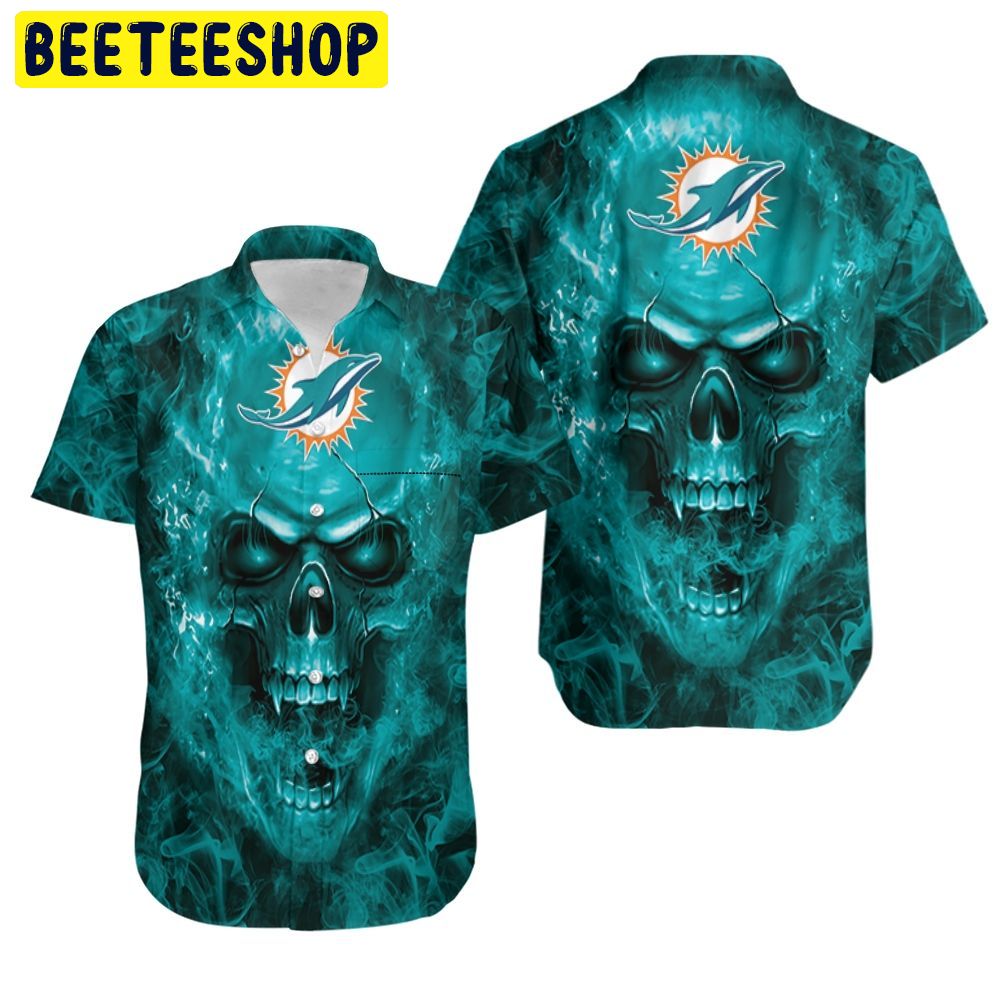 Miami Dolphins Nfl Skull For Fans Hawaiian Shirt