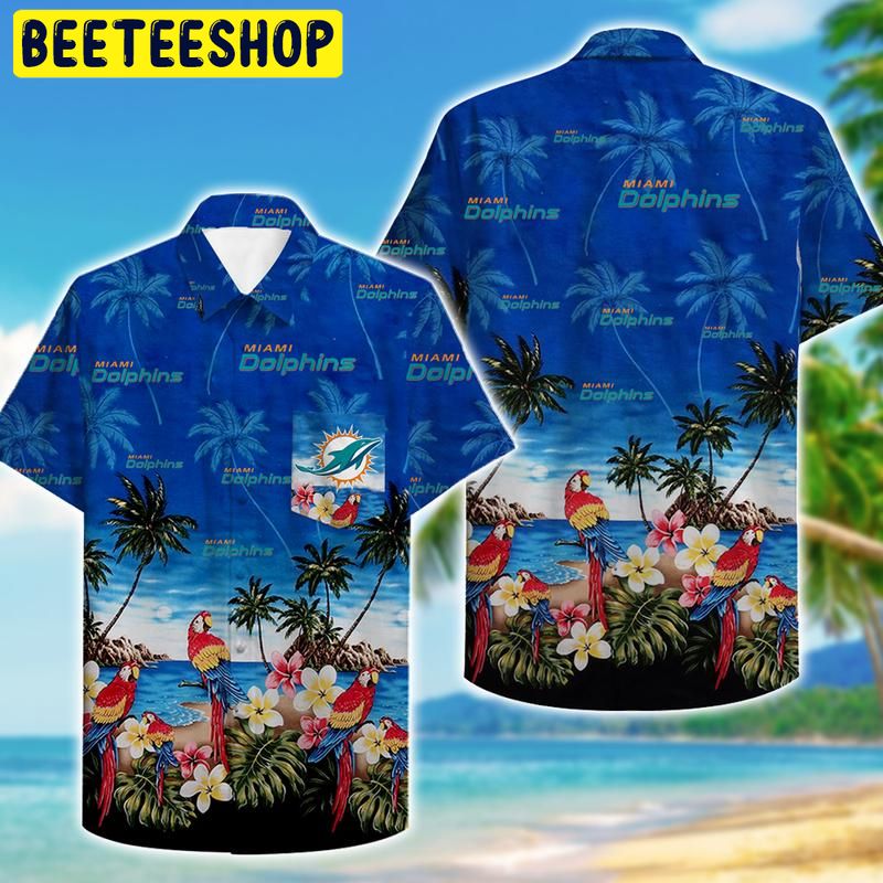 Miami dolphins parrot tropical Hawaiian Shirt