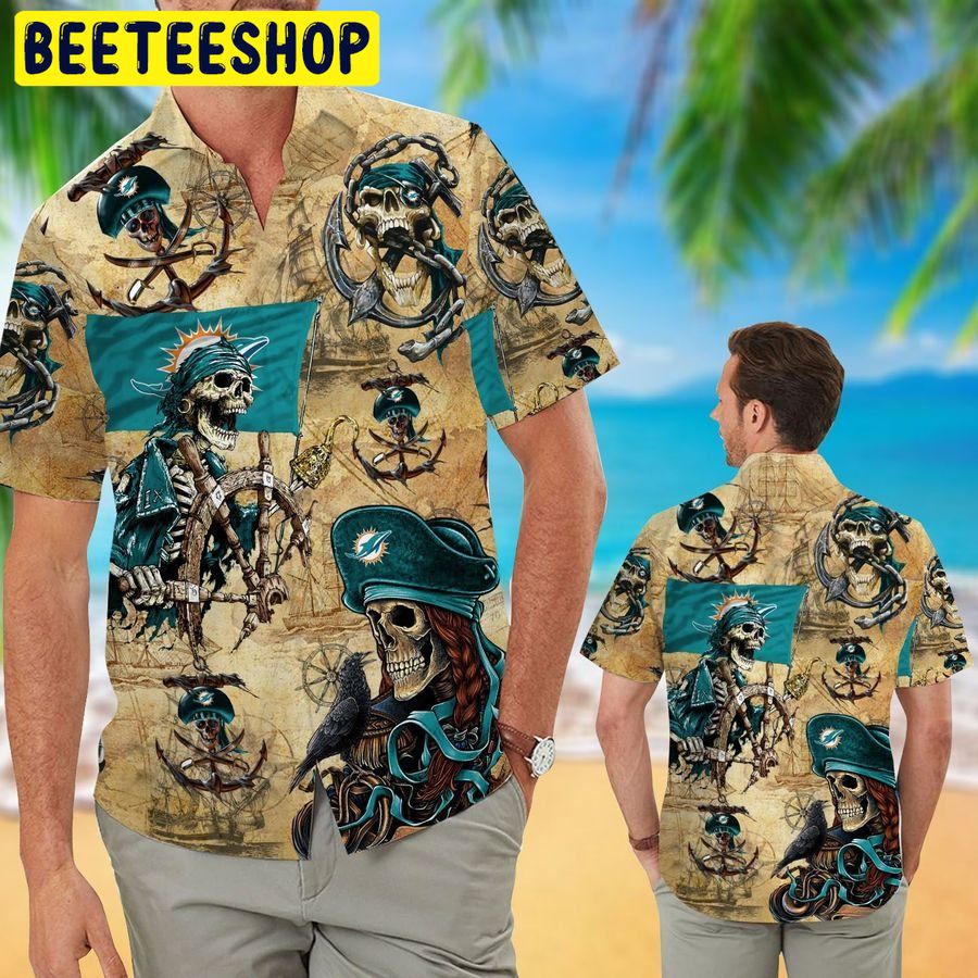 Miami Dolphins Pirates Aloha Retro Vintage Style Hawaiian Shirt