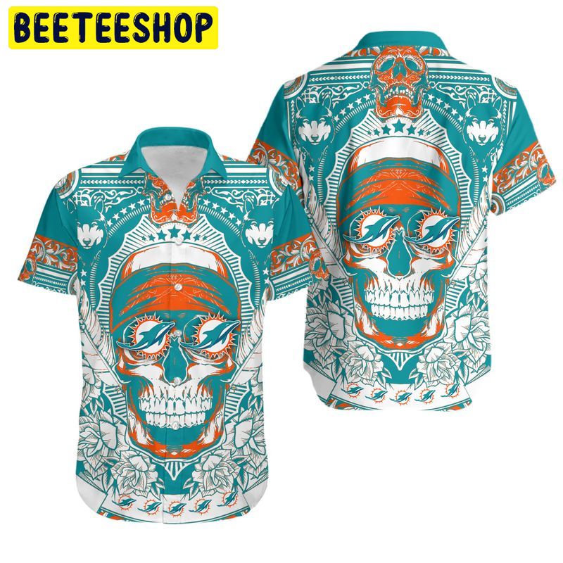 Miami Dolphins Skull Hawaiian Shirt