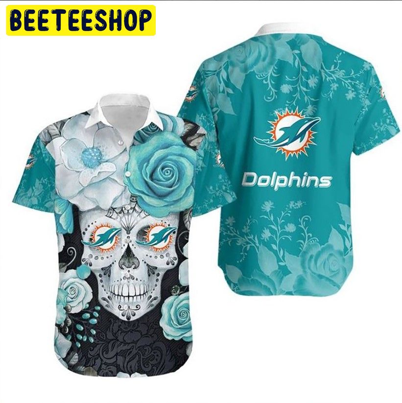 Miami Dolphins Skull NFL Gift For Fan Hawaiian Graphic Print Short Sleeve Hawaiian Shirt