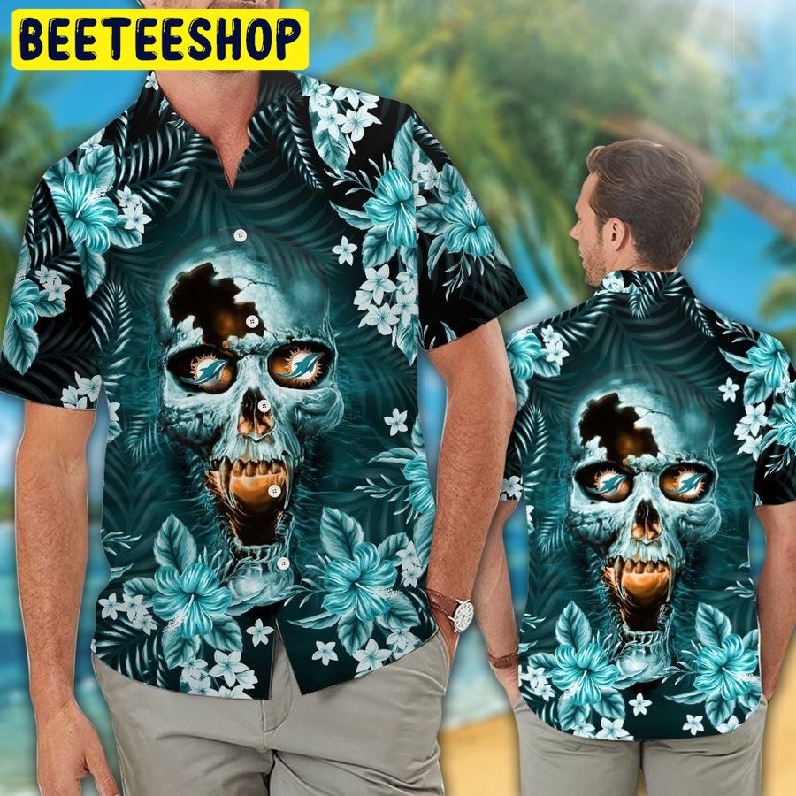 Miami Dolphins Skull Tropical Aloha Hawaiian Shirt