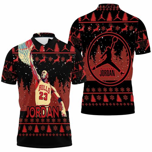 Michael Jordan Jump Shot Christmas Decor 3D All Over Print Polo Shirt