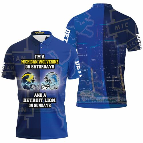 Michigan Wolverine On Saturdays And Detroit Lion On Sundays Fan 3D All Over Print Polo Shirt