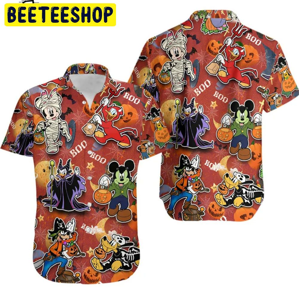 Mickey Mickey & Friends Orange Halloween Hawaiian Shirt