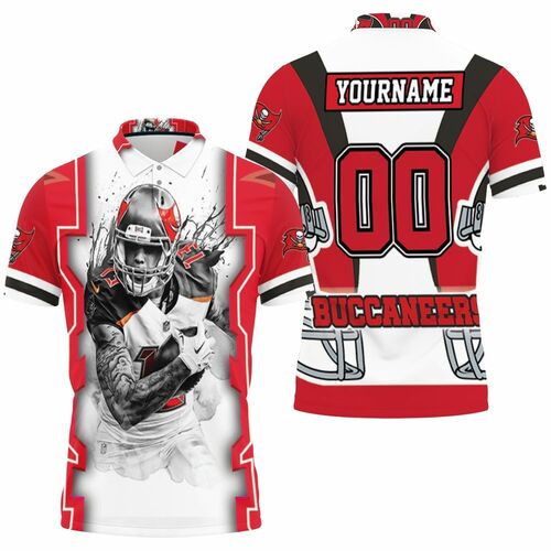 Mike Evans 13 Tampa Bay Buccaneers Nfc South Champions Super Bowl 2021 Black And White 3D All Over Print Polo Shirt