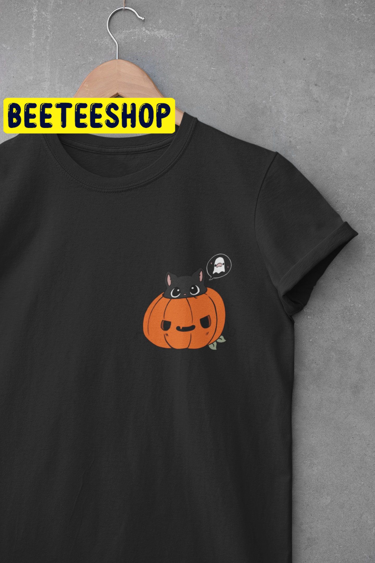 Minimalist Cat In Pumpkin Halloween Trending Unisex Shirt