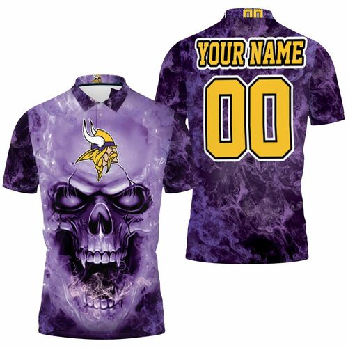 Minnesota Vikings Skull For Vikings Fans Personalized 3D All Over Print Polo Shirt