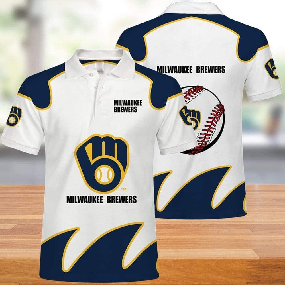 MLB Milwaukee Brewers 3d Print Casual Summer Short Top Branding Trends Limited Edition Eachstep 3D All Over Print Polo Shirt