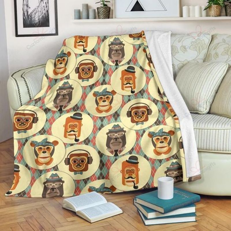 Monkey Pattern Comfy Sofa Throw Blanket