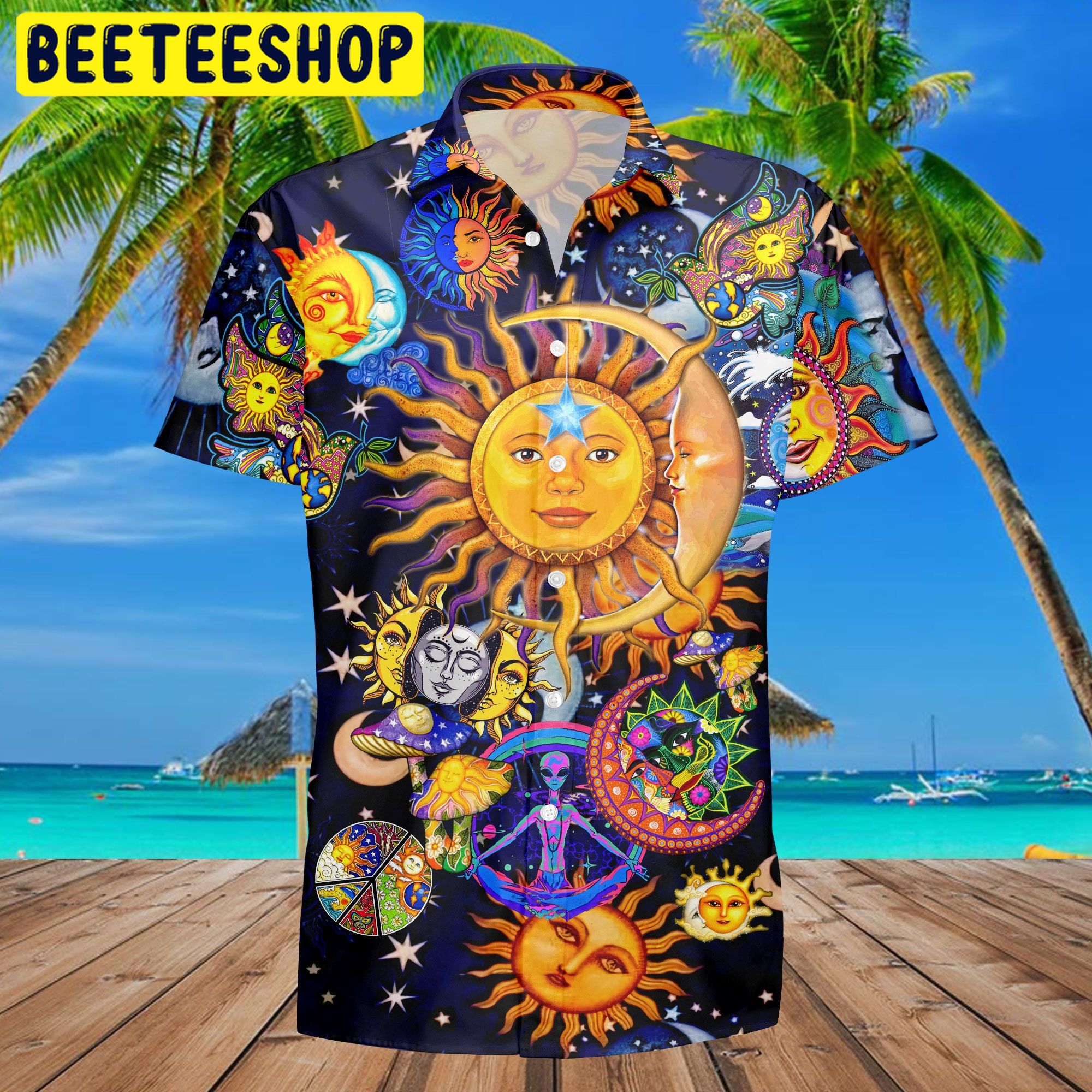 Moon Embracing The Sun Hippie Trending Hawaiian Shirt