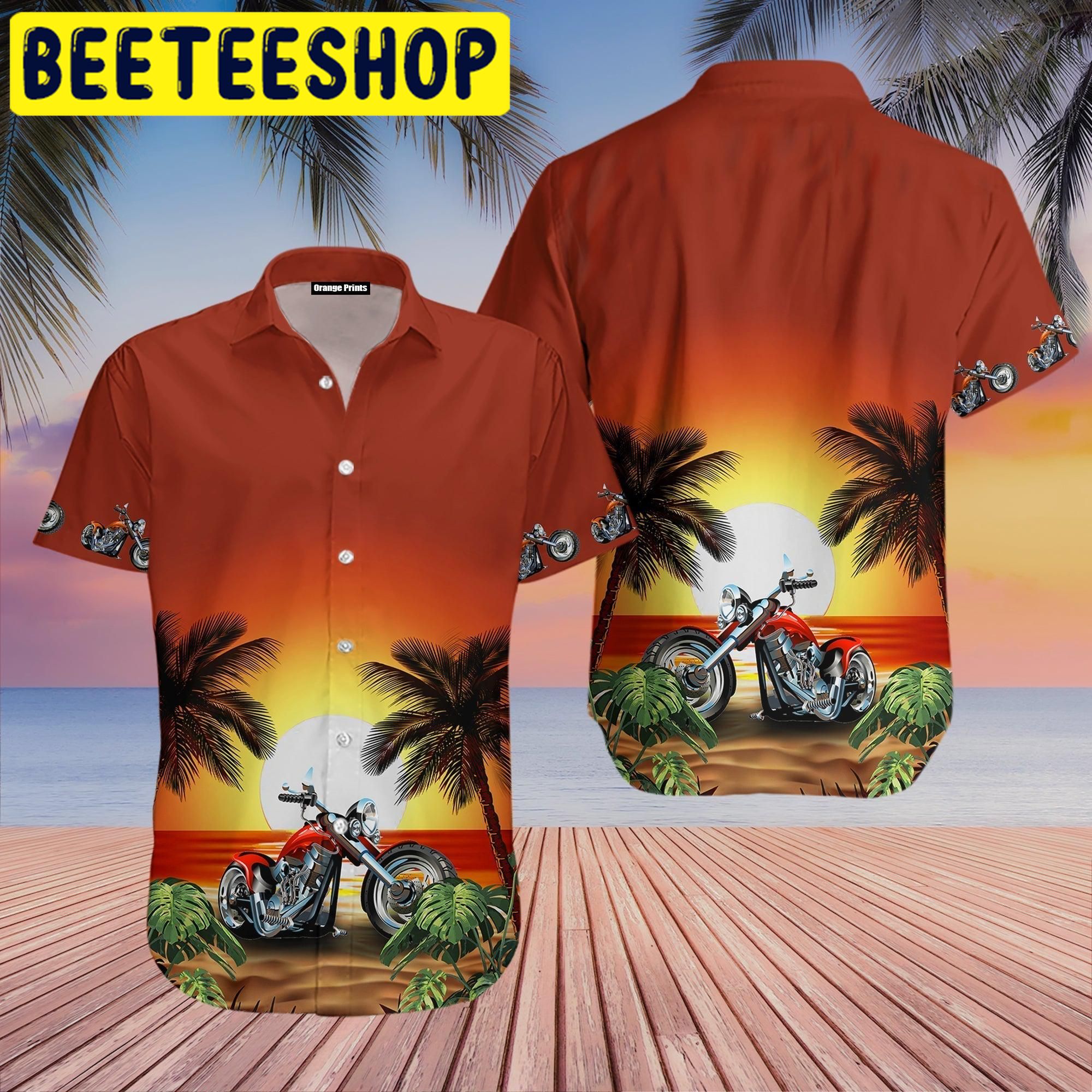 Motorcycles Sunset Beach Hawaiian Shirt