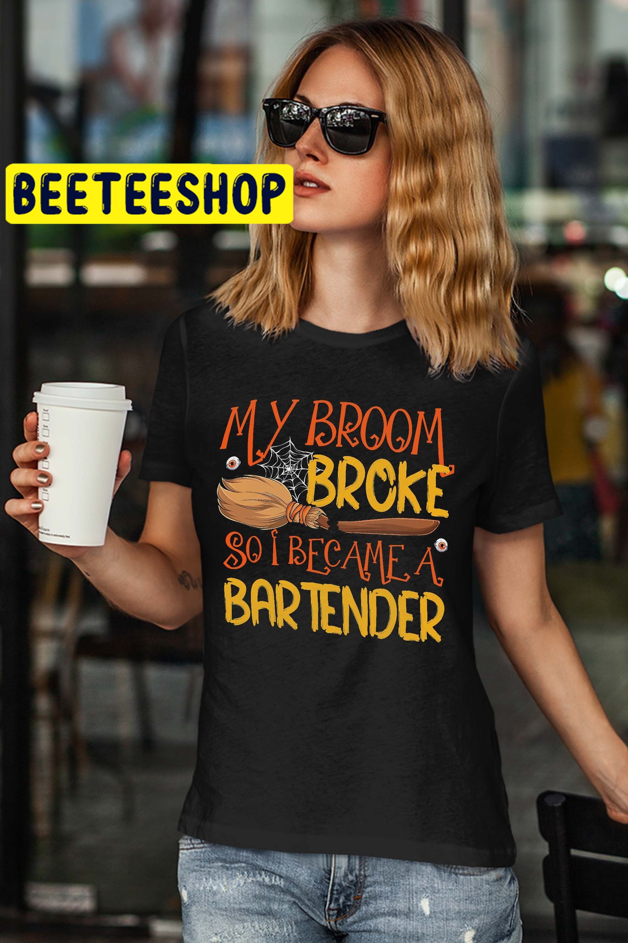 My Broom Broke So I Became A Bartender HalloweenTrending Unisex Shirt