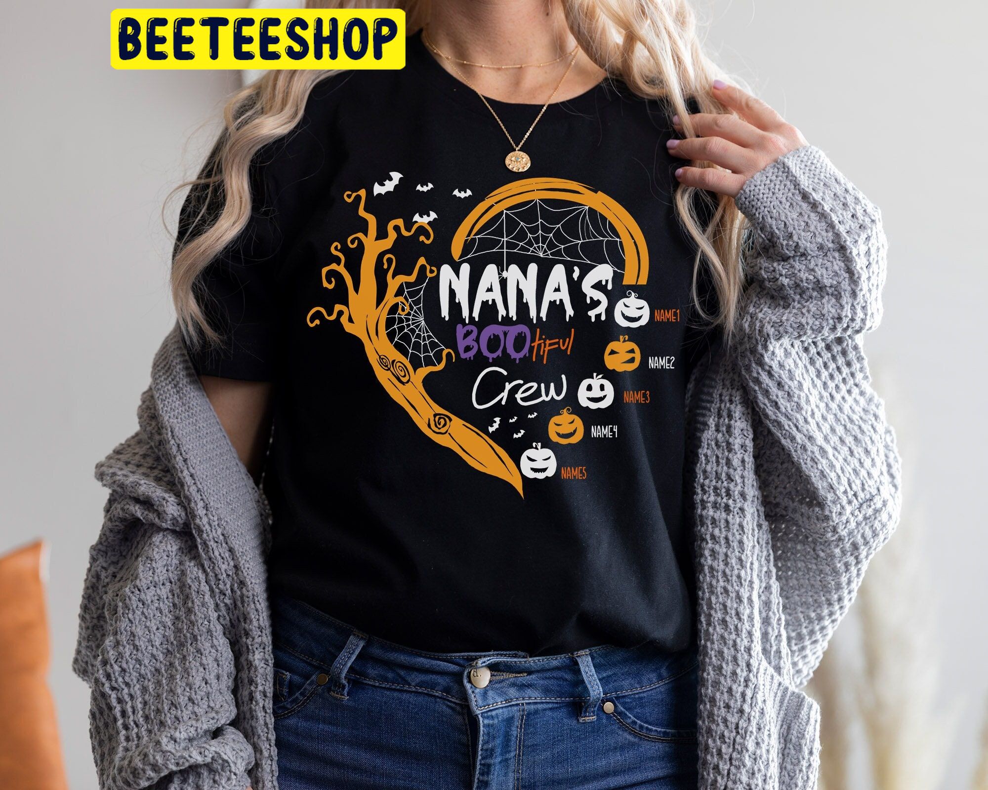 Nana Bootiful Crew Grandma Halloween Trending Unisex Shirt