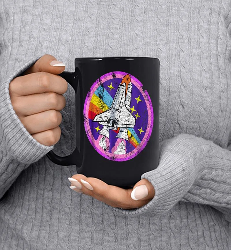 Nasa Space Cool Distressed Rocket Rainbow Patch Mug