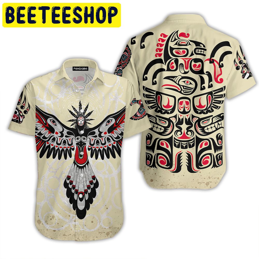 Native American Cream Hawaiian Shirt