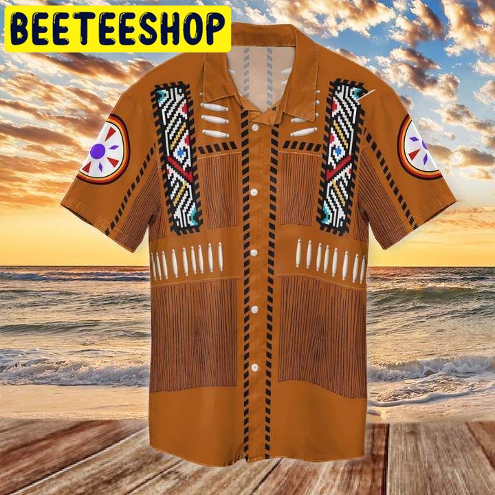 Native American Orange Hawaiian Shirt