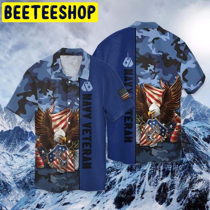 Navy Veteran Eagle Patriot Hawaiian Shirt