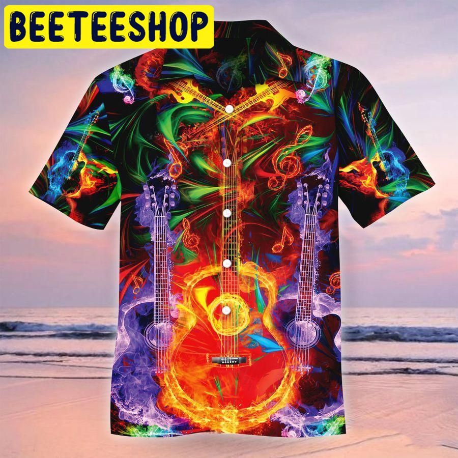 Neon Guitar Hawaiian Shirt