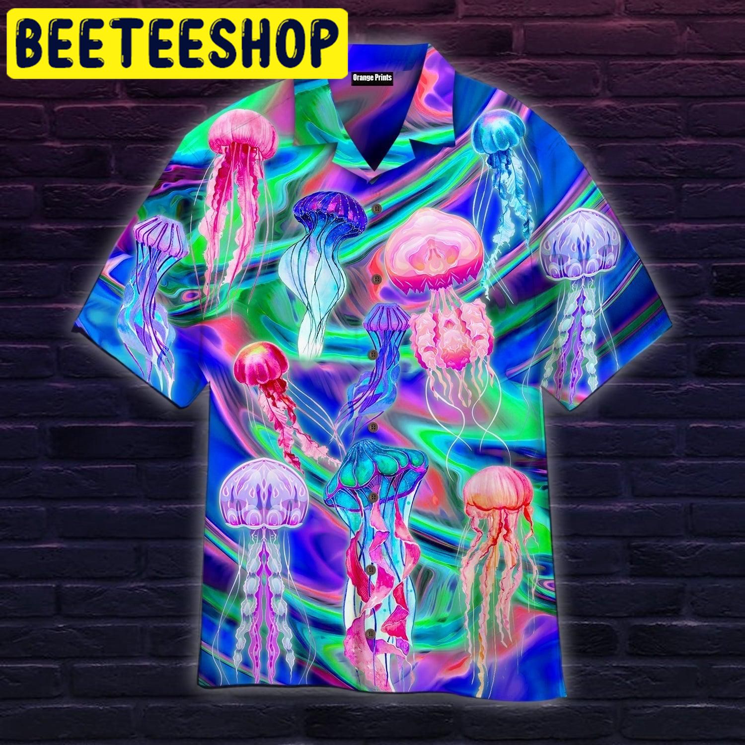 Neon Jellyfish Under The Sea Hawaiian Shirt 3359