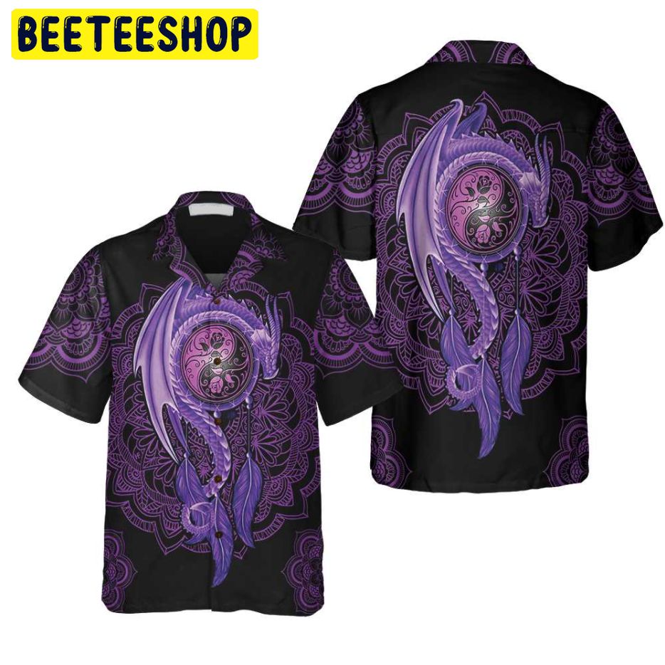 Neon Purple Dragon Mandala Trending Hawaiian Shirt