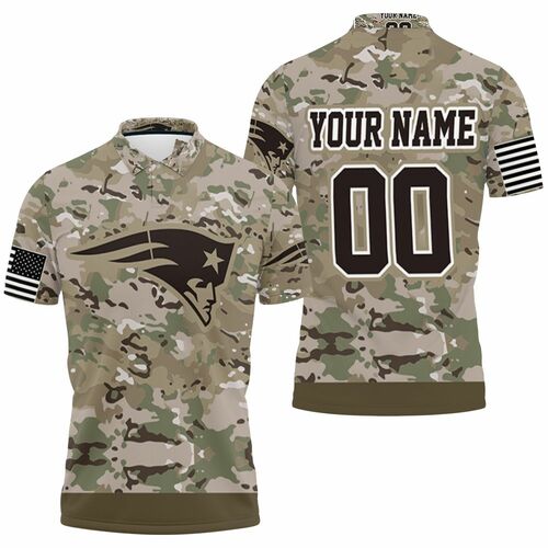 New England Patriots Camouflage Veteran Personalized 3D All Over Print Polo Shirt