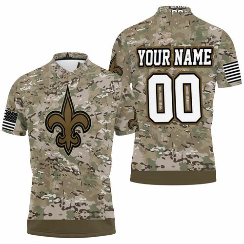 New Orleans Saints Camouflage Veteran Personalized 3D All Over Print Polo Shirt