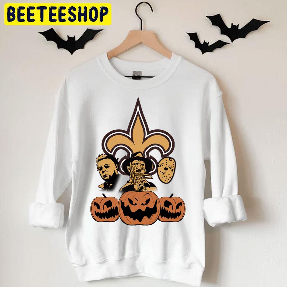 Horror Movies Characters New Orleans Saints Football Halloween 2023 Shirt -  Reallgraphics