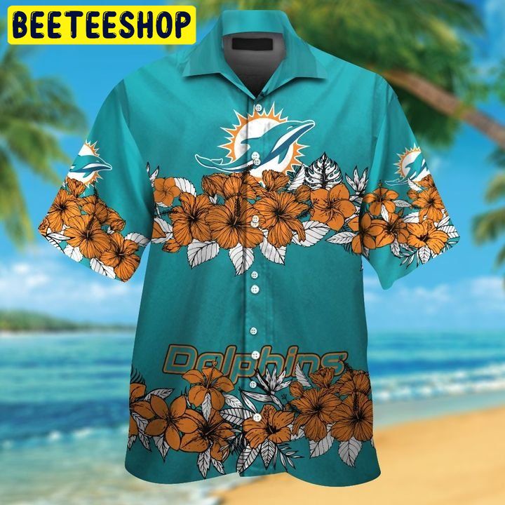 NFL Miami Dolphins Button Up Tropical Aloha 5 Hawaiian Shirt