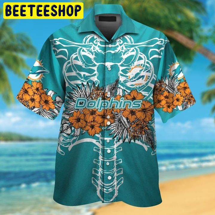 NFL Miami Dolphins Button Up Tropical Aloha 7 Hawaiian Shirt