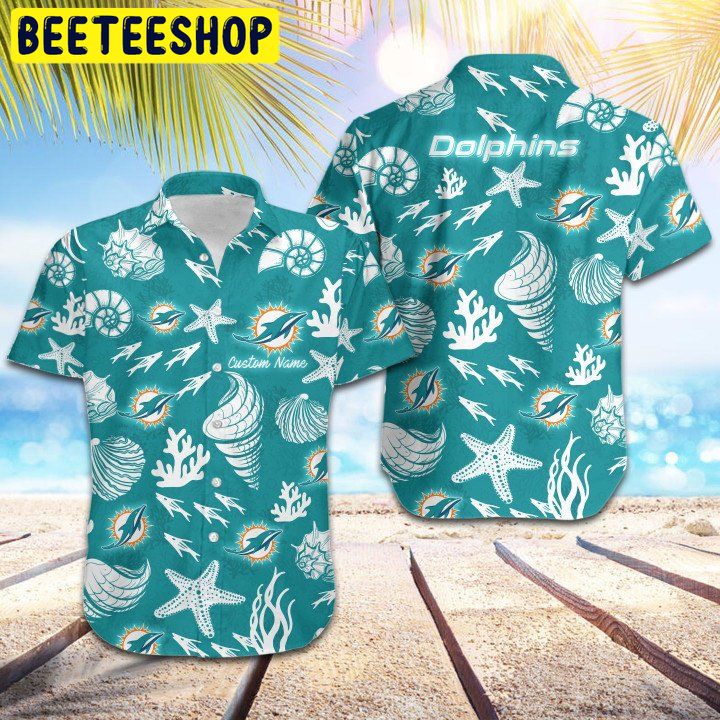 NFL Miami Dolphins Custom Name Tropical Aloha Hawaiian Shirt