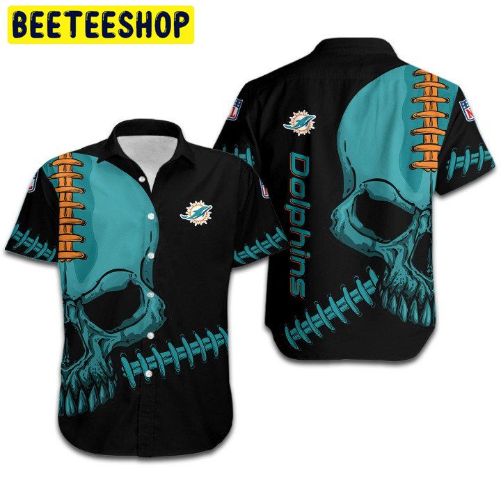 NFL Miami Dolphins Shirt Skull All Over Print 3D Hawaiian Shirt