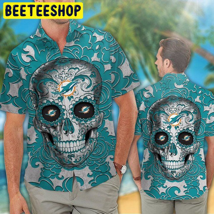 NFL Miami Dolphins Sugar Skull Hawaiian Shirt