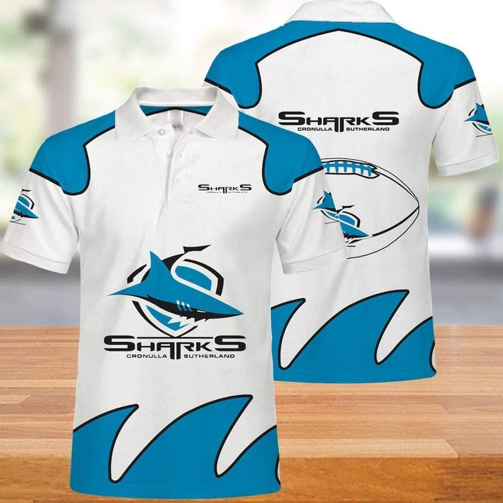 NRL Cronulla-sutherland Sharks 3d Print Casual Summer Short Top Branding Trends 3D Polo Shirt