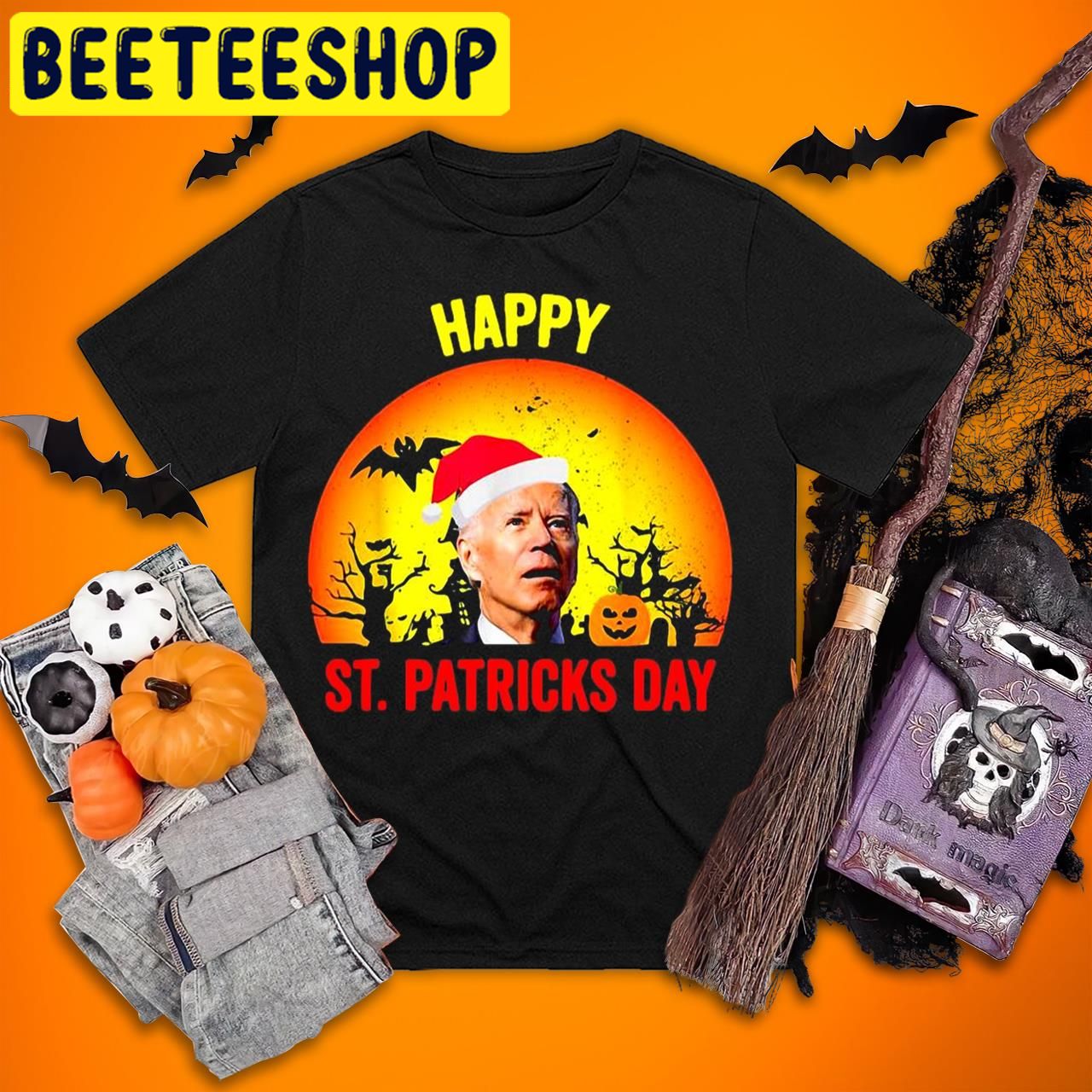 Official Anti Joe Biden Happy St Patrick’s Pumpkin Head Halloween Trending Unisex T-Shirt